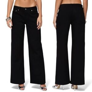 NWT - Edikted Women's Size Medium Low to Mid Rise Wide Leg Black Jeans